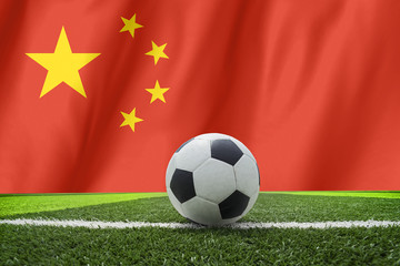 Naklejka premium soccer ball on china flag