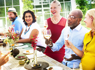 Diverse People Luncheon Food Summer Concept