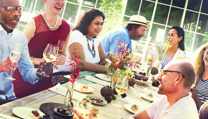 Diverse People Luncheon Food Summer Concept