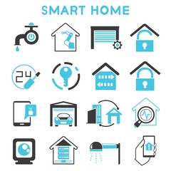 smart home icons, blue theme