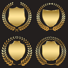 golden shield with laurel wreath