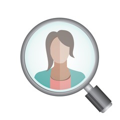magnifier glass and a woman