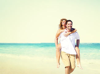 Honeymoon Couple Summer Beach Dating Concept