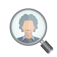 magnifier glass and man