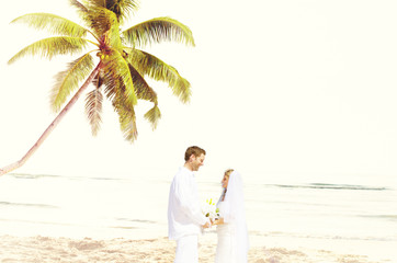 Couple Romance Beach Love Marriage Concept