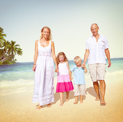 Fototapeta na wymiar Family Walking Playful Vacation Travel Holiday Concept