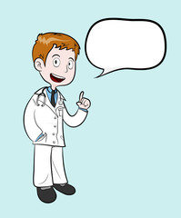 Doctor With Text, a hand drawn vector illustration of a doctor with text (editable).