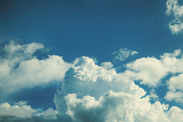 Sky with fluffy cumulus clouds