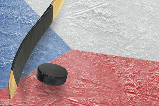 Hockey puck and stick