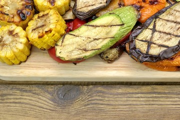 Healthy Grilled Food. BBQ Vegetables Assortment On The Board.