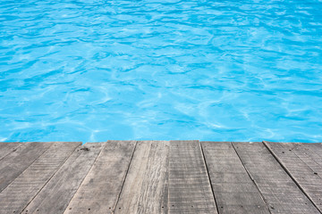 Swimming pool and wooden deck for backgrounds