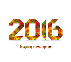 New 2016 year greeting card made in colorful polygonal origami style
