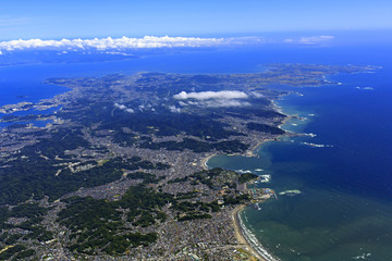 三浦半島／鎌倉上空より三浦半島全景の空撮