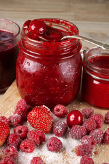 Various jams and berries