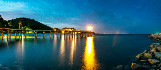 Panorama Twilight sea at Khao Laem Ya National Park, Rayong