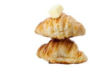 Butter croissant on white