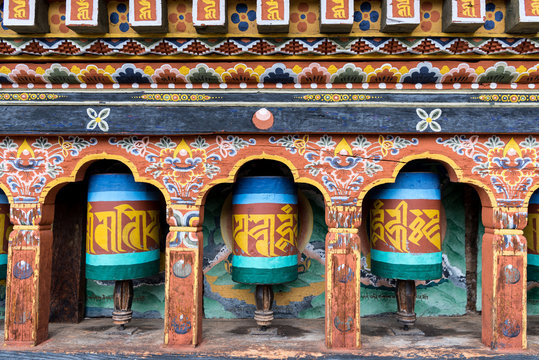 Prayer wheel, Tibetian buddhism worship.