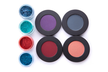 Top view of different type eye shadows set
