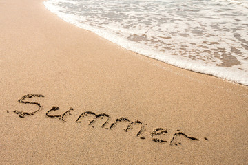 DRAWING ON THE SANDY BEACH