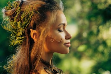 Elf woman in a magical forest