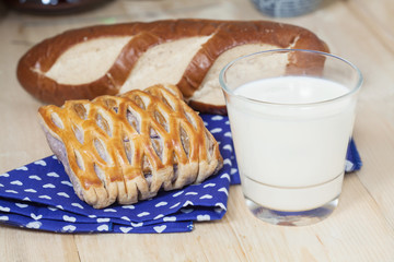 glass of milk and bread