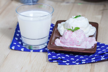 glass of milk and ice cream