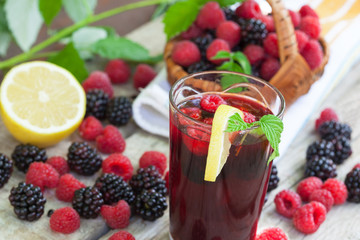 Raspberry and blackberry juice, full of antioxidants and vitamins