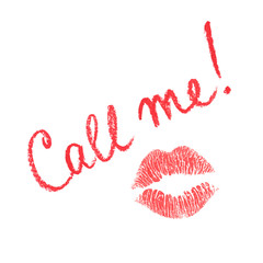 Vector note written in lipstick and lips print