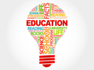 Education bulb word cloud, business concept