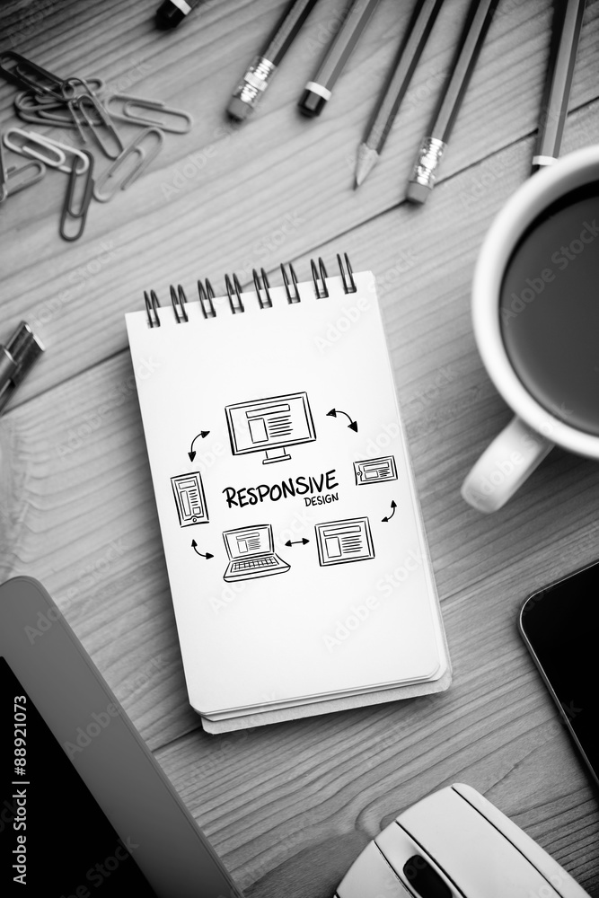 Poster composite image of responsive design doodle