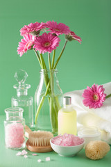 spa aromatherapy with gerbera flowers essential oil brush