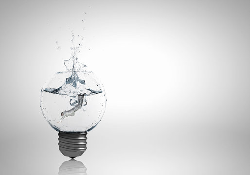 Light bulb with clear water