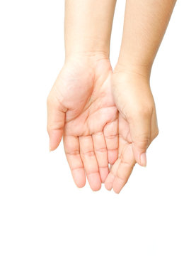 two women hands isolated on white background