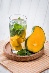 infused water mix of mango and mint leaf
