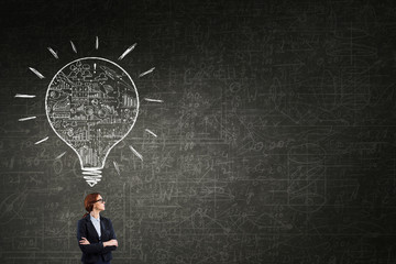 Woman at blackboard
