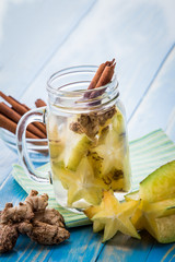 infused water mix of starfruit, cinnamon and ginger