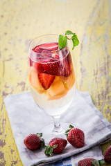 infused water mix of papaya and strawberry