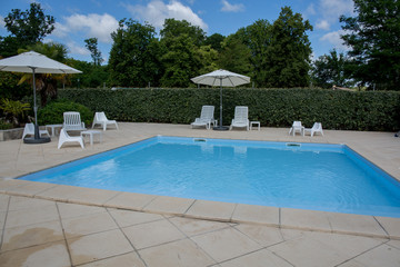 Swimming pool and lush vegetation