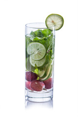 Infused water mix of  lime,  grape and mint leaf