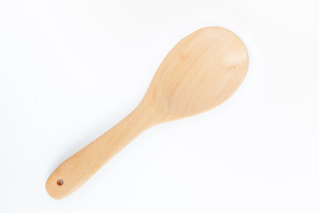 wooden spoon on white background