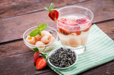 infused water mix of  strawberry and lychees