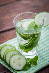 A glass infused water of  cucumber
