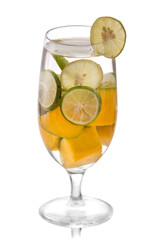 infused water mix of lime and mango, isolated