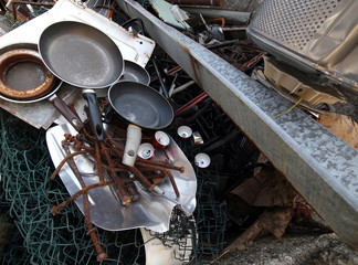 special waste dump with old rusty iron pieces