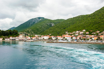 Fototapeta na wymiar Entering by ferry in a small town Trpanj in southern Dalmatia