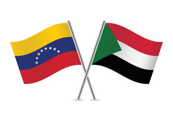 Venezuela and Sudan flags. Vector illustration.