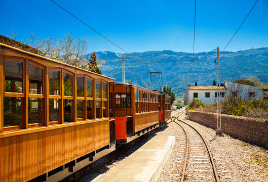famous vintage old train in Soller