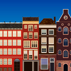 Street of abstract old houses. 