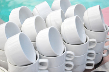 stack of coffee cup on the table