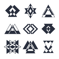 Set of abstract geometric elements, trendy hipster logo, busines